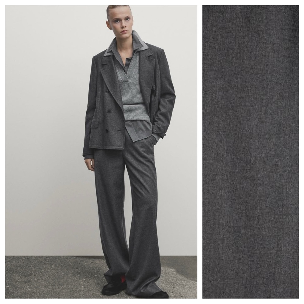 NWT. Massimo Dutti Gray Wool Blend Straight Fit Trousers. Size 2.